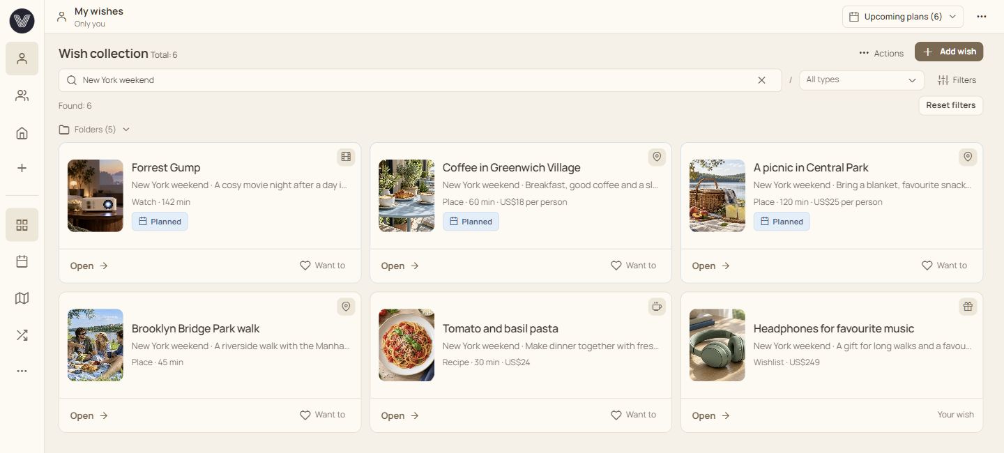 VIOTray light interface: a sample wishlist